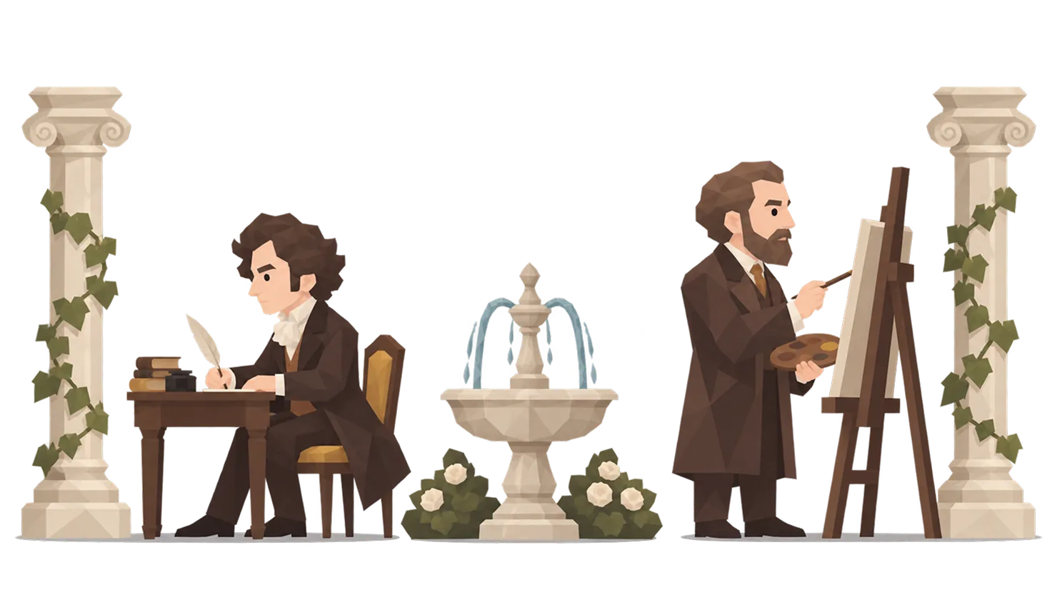 フェリックス・メンデルスゾーンとウィリアム・ブグローのイラスト