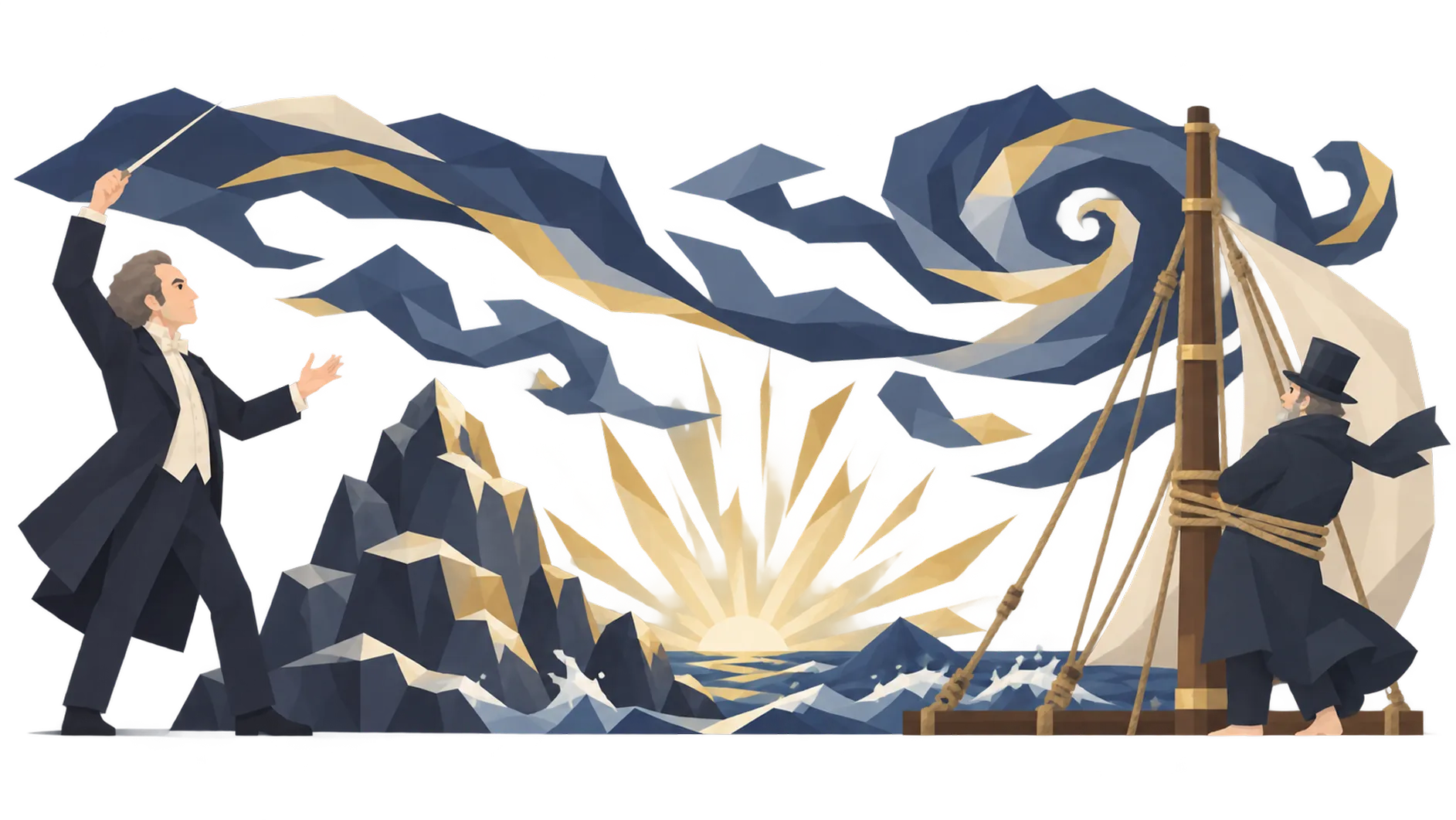 リヒャルト・シュトラウスとJ.M.W.ターナーのイラスト